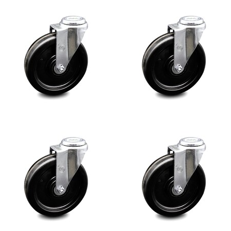 Service Caster 6 Inch Phenolic Wheel Swivel Bolt Hole Caster Set SCC-BH20S615-PHR-4